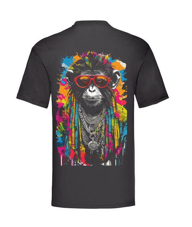 T-Shirt schwarz Affe mit Brille