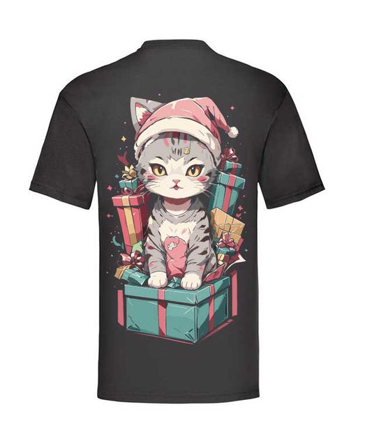 T-Shirt schwarz Cute santa cat
