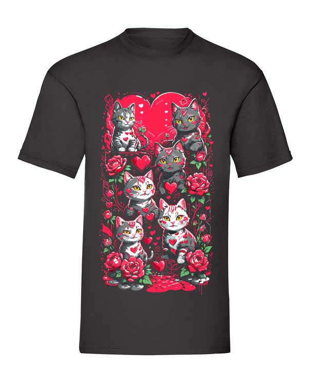T-Shirt schwarz Valentines Cats