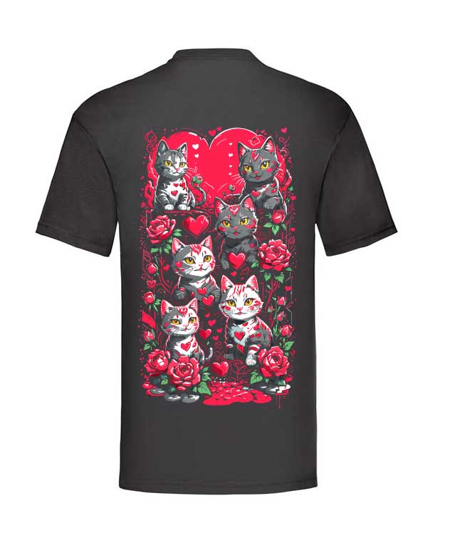 T-Shirt schwarz Valentines Cats