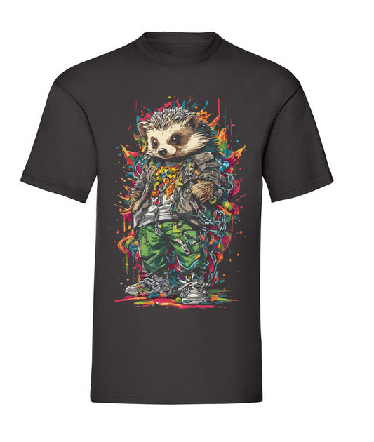 T-Shirt schwarz cooler Igel