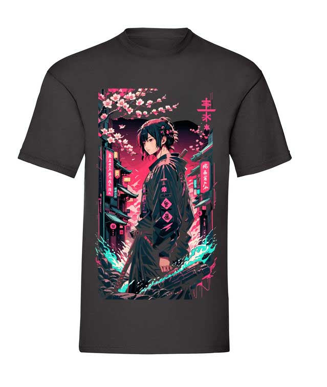 T-Shirt schwarz Cyberpunk Samurai