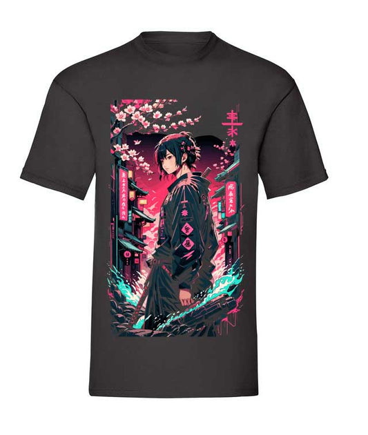 T-Shirt schwarz Cyberpunk Samurai
