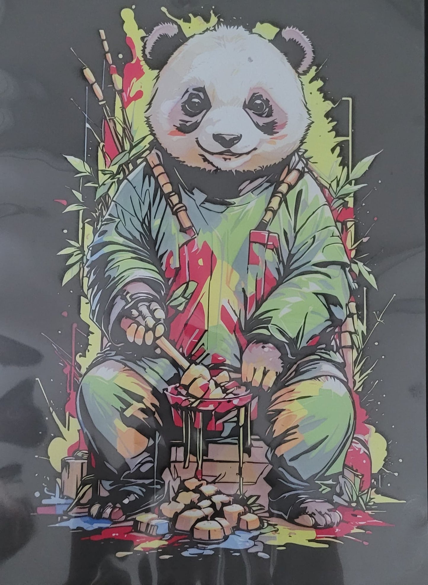 für schwarze T-Shirts Panda cooking dinner