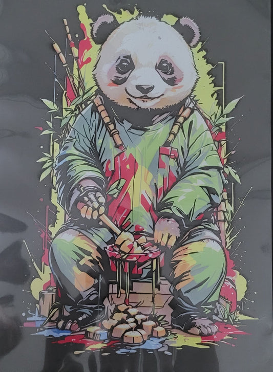 für schwarze T-Shirts Panda cooking dinner