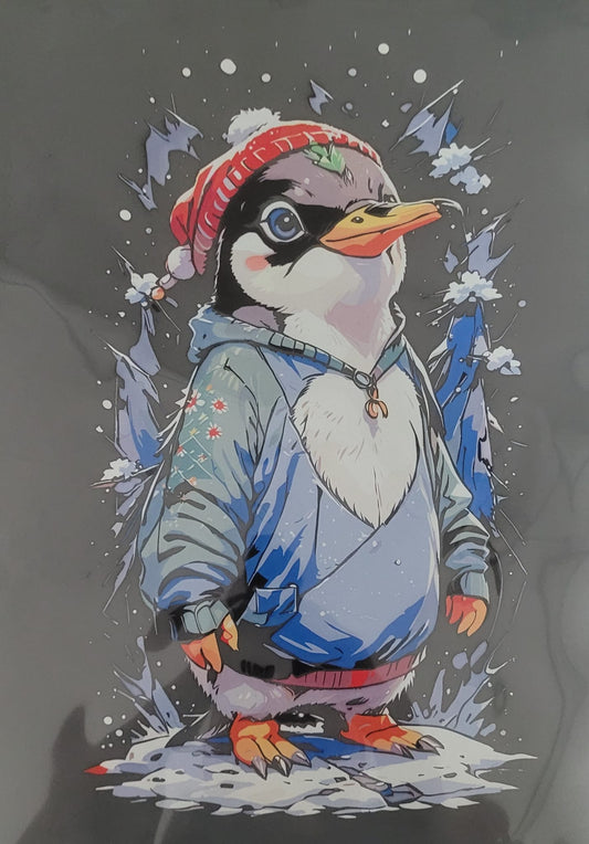 für schwarze T-Shirts Weihnachts Pinguin