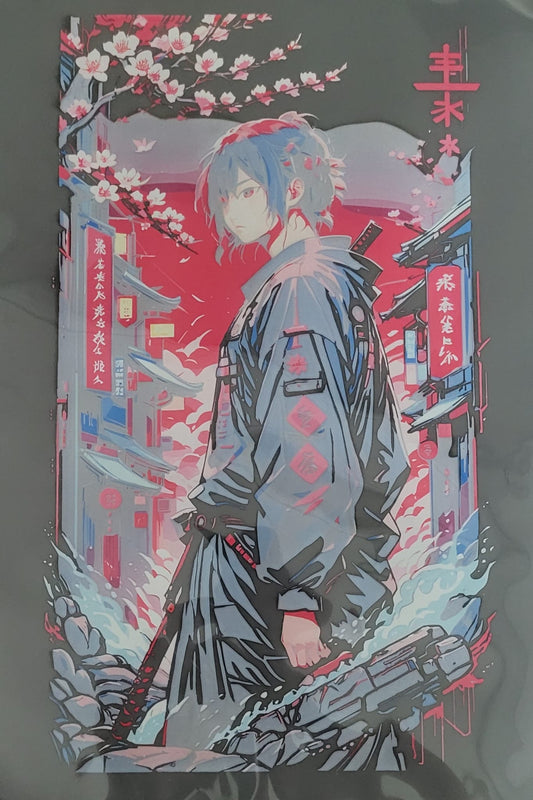 für schwarze T-Shirts Cyberpunk Samurai