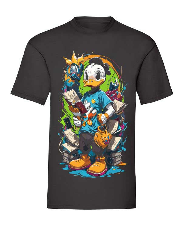 T-Shirt schwarz Duck in Library
