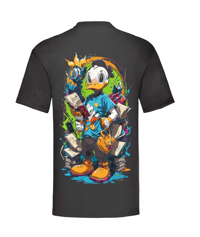 T-Shirt schwarz Duck in Library